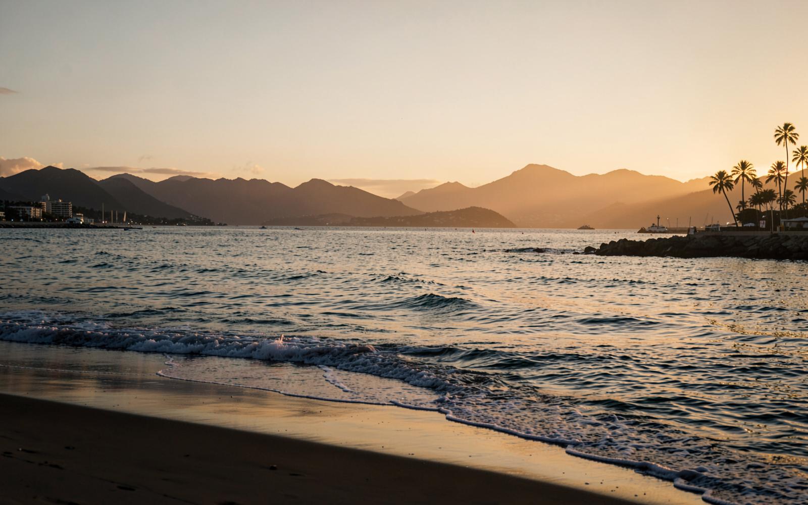 Playa del Pacífico al atardecer en Nuevo Vallarta